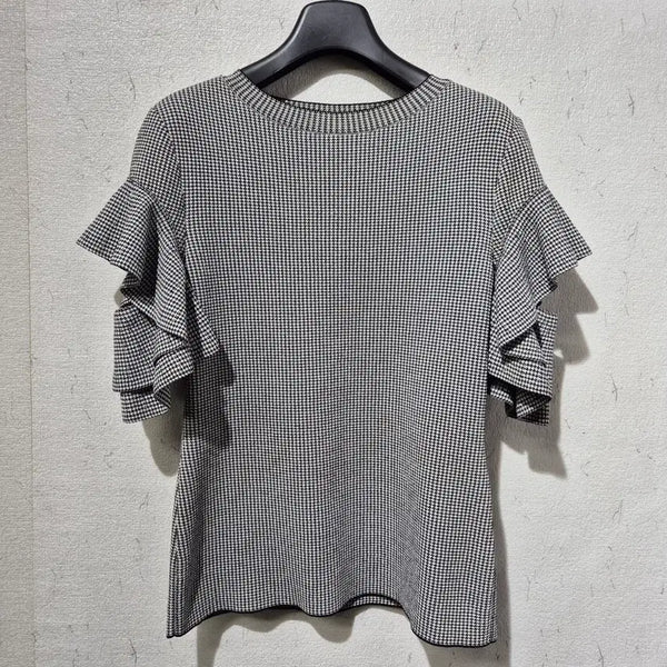 [BUNJANG] MICHAA Check Frill Knit Top / 미샤 체크 프릴 니트