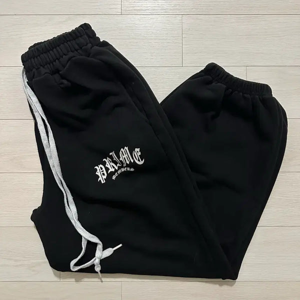 [BUNJANG] Prime Logo Wide Joggers Black / Prime Logo Wide Joggers Black FREE
