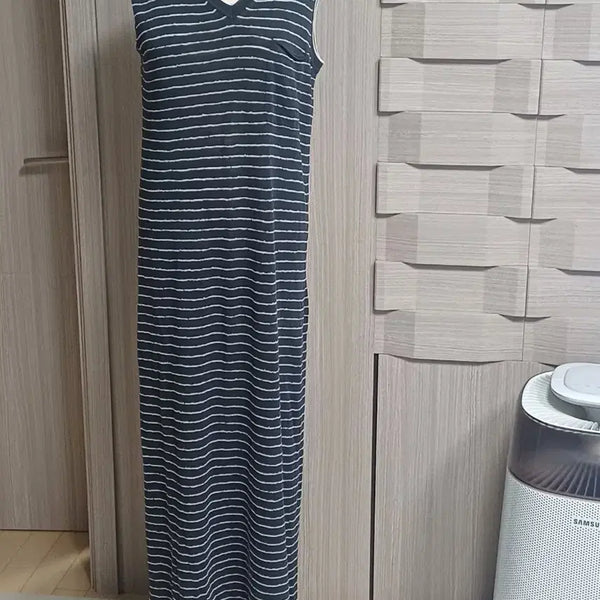 [BUNJANG] TIME Knit Striped Long Dress / TIME 니트회색.흰색 롱 원피스