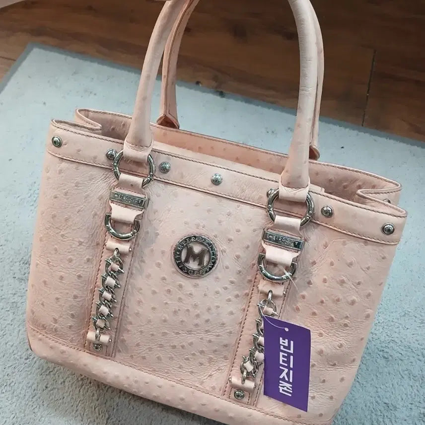 [BUNJANG] Metrocity Ostrich Pattern Tote Bag / 빈티지존 메트로시티  오스트리치 패턴  토트백 가방