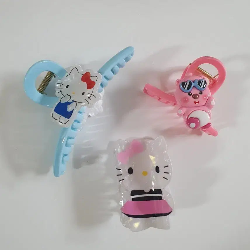 [BUNJANG] Kitty x Lupi Mango Hair Claw Clips Bundle Set (3 pieces) / 키티 루피망고 헤어 집게핀 3종 일괄