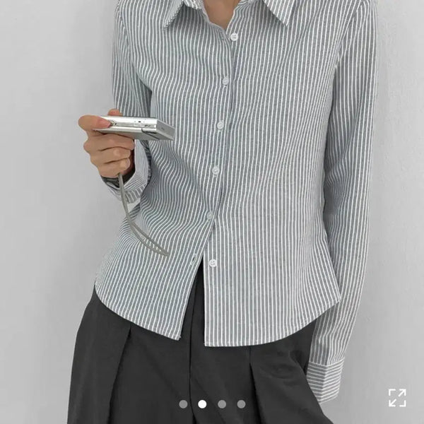 [BUNJANG] Black Up Stripe Shirt S / 블랙업 스트라이프 셔츠 S
