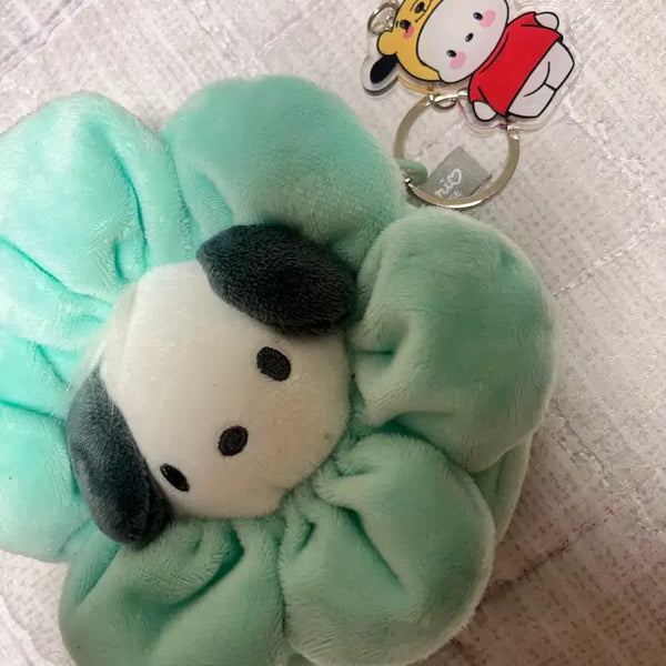 [BUNJANG] Pochacco Flower Pouch with Keychain / 포챠코 플라워 파우치