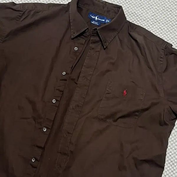 [BUNJANG] Polo Ralph Lauren Brown Short Sleeve Shirt / 폴로 브라운 반팔 셔츠 남방