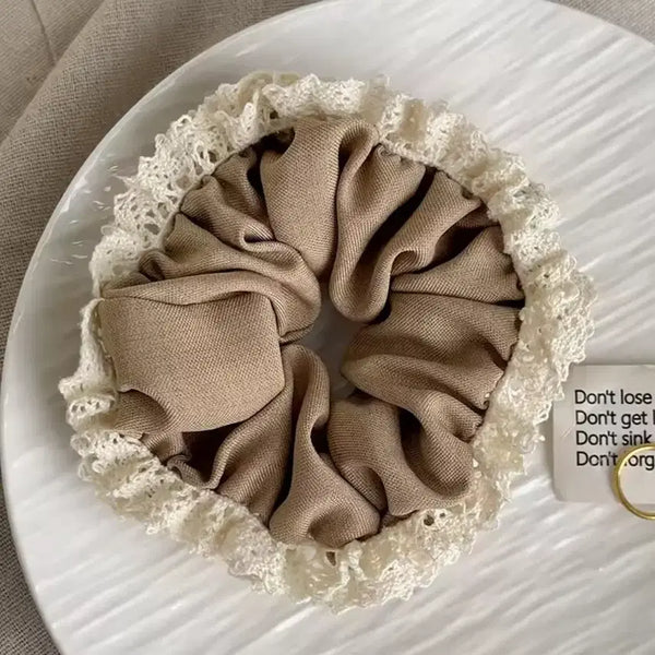 [BUNJANG] Premium Fabric Scrunchie Hair Accessory / 곱창 레이스 머리끈 고급원단 헤어악세사리 헤어 포니테일