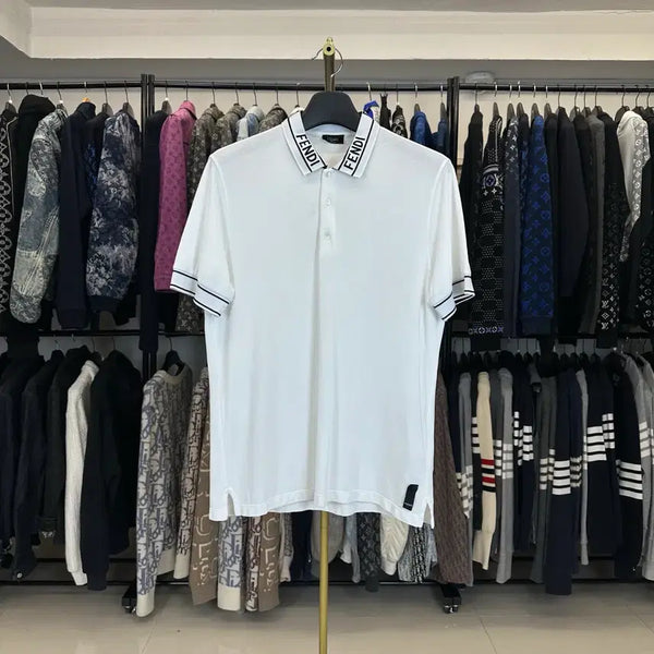 [BUNJANG] Fendi Logo Collar Short Sleeve T-Shirt White XL / (XL) 펜디 로고 카라 반팔티 화이트