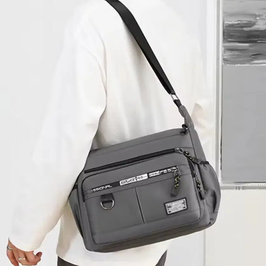 [BUNJANG] Men's Nylon Zipper Crossbody Bag / 남성 크로스백 나일론 지퍼 학생 심플 백