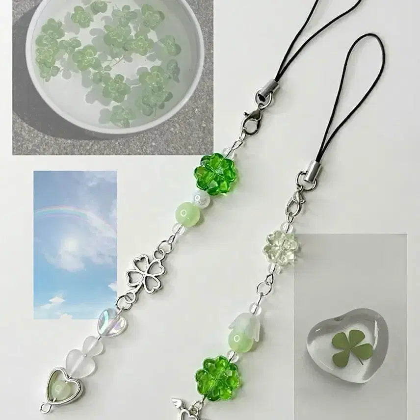 [BUNJANG] Handmade Four-Leaf Clover Silver Keyring / 핸드메이드 네잎클로버 실버 키링