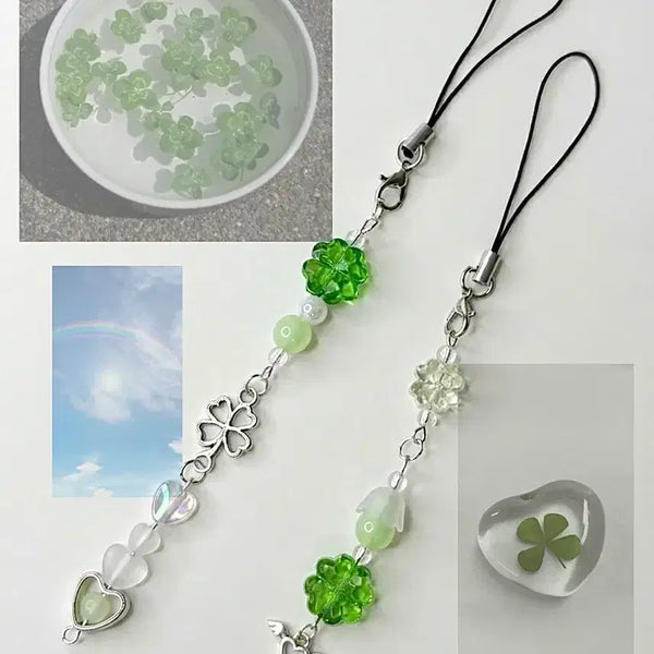 [BUNJANG] Handmade Four-Leaf Clover Silver Keyring / 핸드메이드 네잎클로버 실버 키링