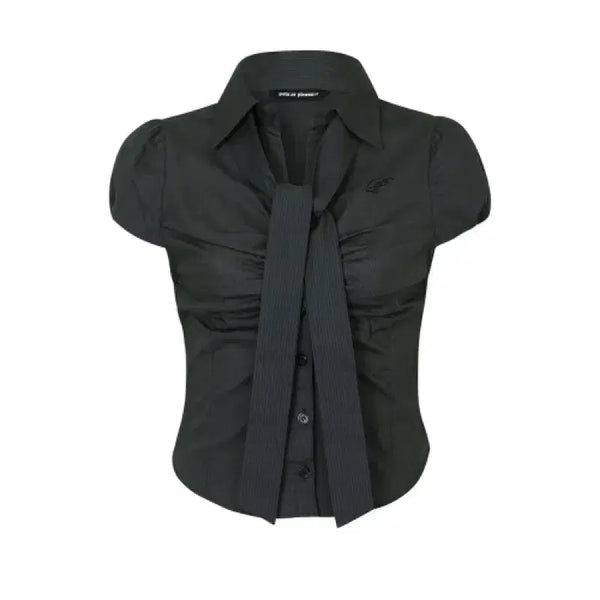 [BUNJANG] PAIN OR PLEASURE JADE SCARF SHIRT Charcoal / 페인오어플레져 JADE SCARF SHIRT 차콜