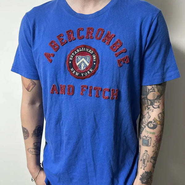 [BUNJANG] Abercrombie College Logo T-Shirt / 아베크롬비 컬리지로고 티셔츠