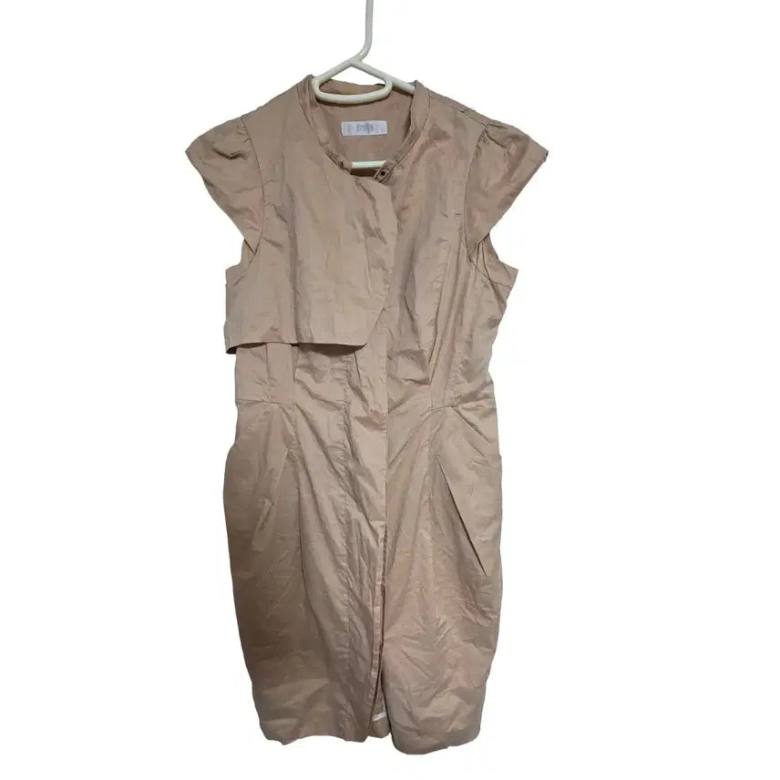 [BUNJANG] System Flap Beige Long Dress (Size 55) / 한섬 시스템 플랩 베이지 롱 원피스 (55)