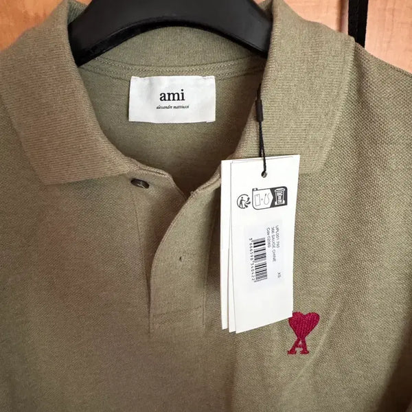 [BUNJANG] ARMY Embroidered Short Sleeve Polo T-Shirt Olive Khaki Small / 아미 자수 반팔 카라티 스몰 올리브 카키