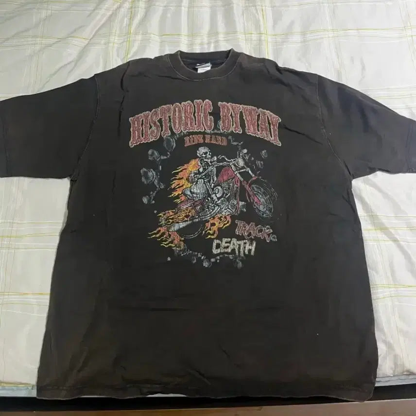 [BUNJANG] Outstanding Vintage Skull Bike T-Shirt M / 아웃스탠딩 빈티지 스컬 바이크 티셔츠 M