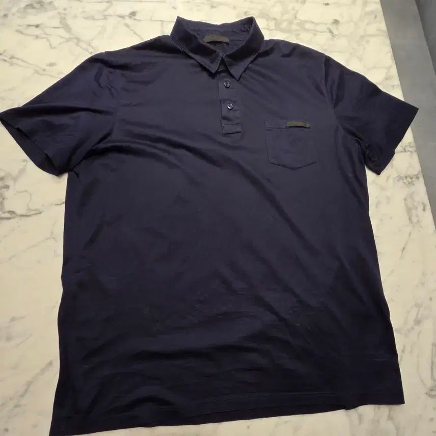 [BUNJANG] Prada Navy Short Sleeve Polo Shirt XL / 프라다 네이비 반팔 카라티