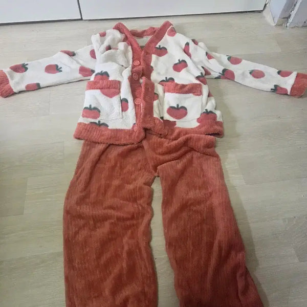 [BUNJANG] Apple Pattern Sleepwear Set / 수면 잠옷 세트 사과 무늬