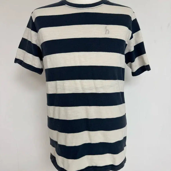 [BUNJANG] Hazzys Navy Stripe Short Sleeve T-Shirt - Size L / 헤지스 네이비 스트라이프 반팔티 L