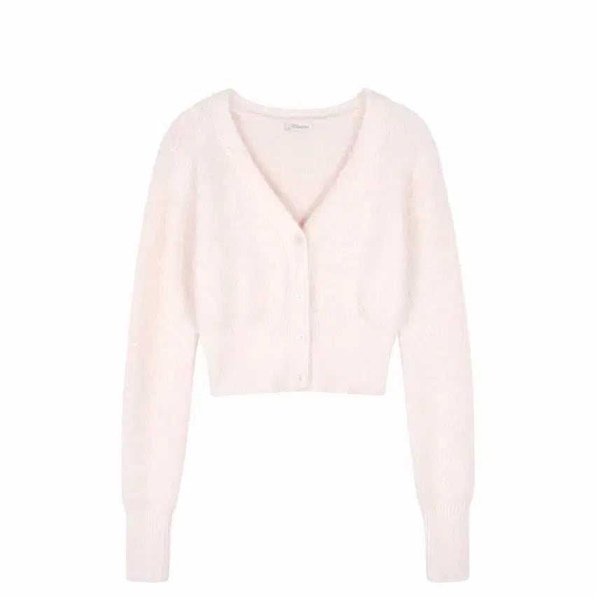 [BUNJANG] Klishier Cotton Candy V-Neck Cardigan Pink / (새상품) 클리시어 코튼 캔디 브이넥 가디건 핑크