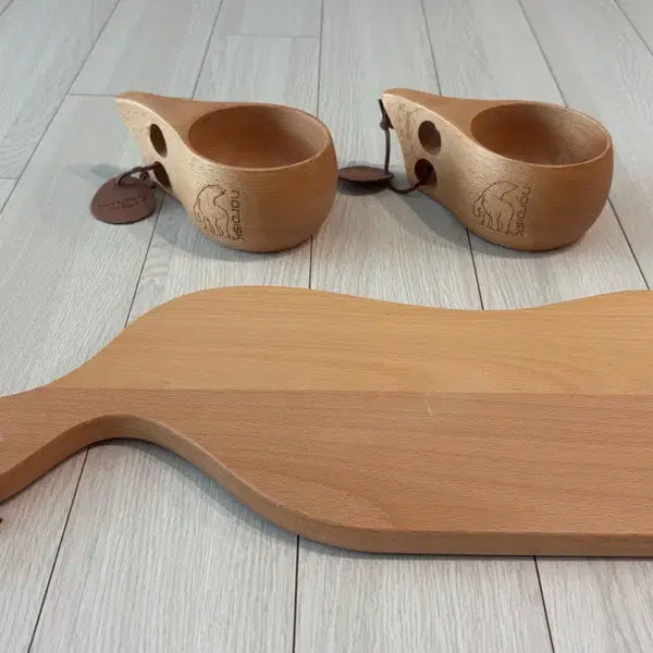 [BUNJANG] Nordisk 2 Mugs + Wood Plate Set / (새상품)노르디스크 머그컵 2개 + 우드 플레이트 세트