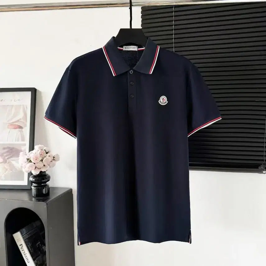 [BUNJANG] Moncler Trimmed Cotton Pique Polo Shirt / 몽클레어  트리밍 코튼 피케 폴로 셔츠