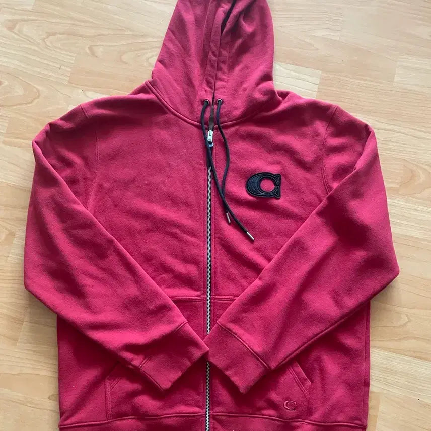 [BUNJANG] Coach Logo Detail Zip-Up Hoodie - Vibrant Red / 코치 후드집업