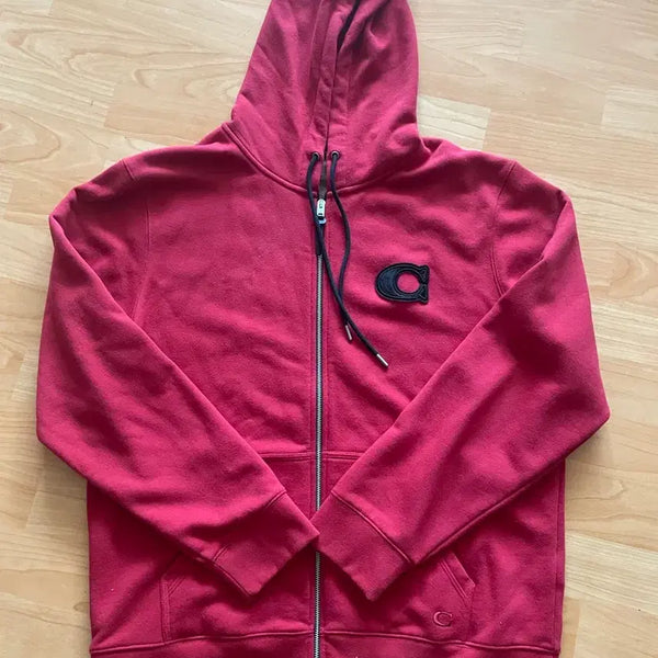 [BUNJANG] Coach Logo Detail Zip-Up Hoodie - Vibrant Red / 코치 후드집업