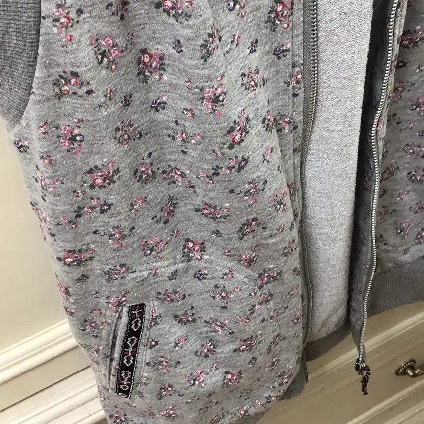 [BUNJANG] Japanese Vintage Mori Girl Flower Sleeveless Hoodie / 일본 빈티지 모리걸 플라워 슬리브리스 후드집업
