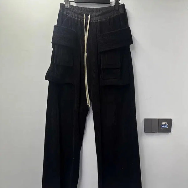 [BUNJANG] Rick Owens Krites Corduroy Cargo Pants / 릭오웬스 블랙 크리치 코듀로이 카고 팬츠