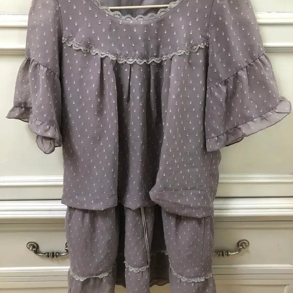[BUNJANG] Japanese Vintage Mori Girl Polka Dot Blouse Dress / 일본 빈티지 모리걸 도트 블라우스 원피스