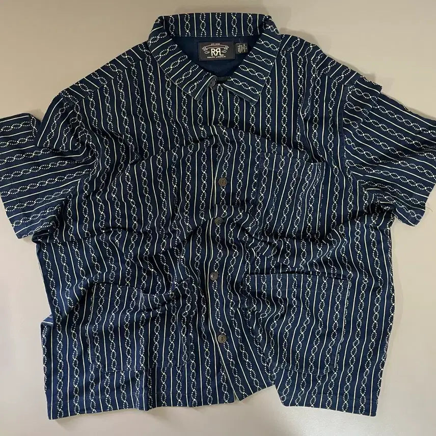 [BUNJANG] RRL Indigo Print Camp Shirt / RRL 인디고 프린트 캠프 셔츠