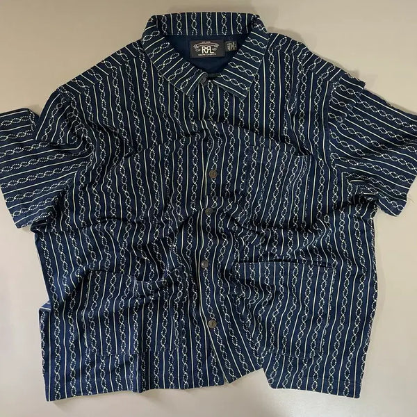 [BUNJANG] RRL Indigo Print Camp Shirt / RRL 인디고 프린트 캠프 셔츠