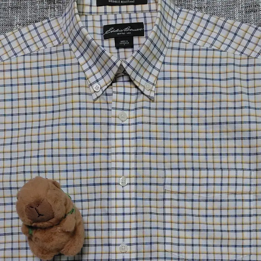 [BUNJANG] Eddie Bauer Wrinkle-Free Button-Down Short-Sleeve Check Shirt / [M] Eddie Bauer 링클프리 버튼다운 반팔 체크 셔츠