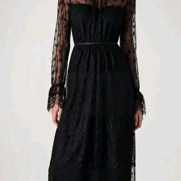 [BUNJANG] Obzee See-through Lace Long Dress / 오브제 시스루 레이스 롱원피스 한섬오브제