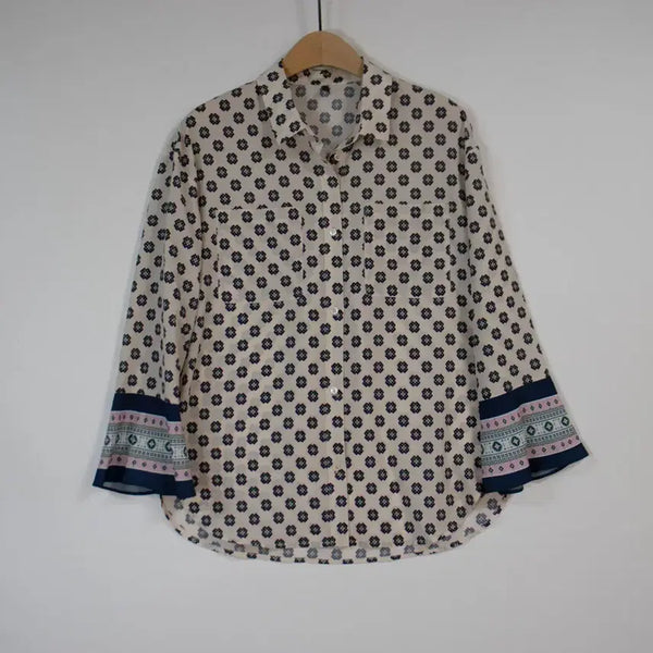 [BUNJANG] Benetton Pattern Blouse / BENETTON 베네통 패턴 블라우스 42 에스닉 셔츠
