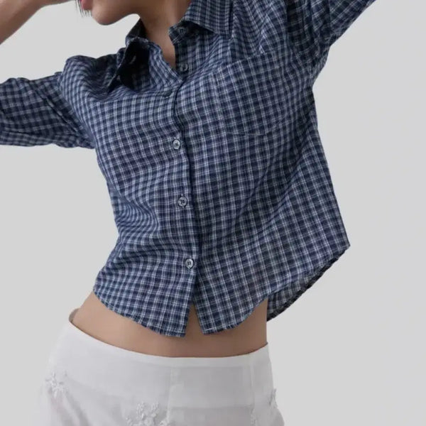 [BUNJANG] Autumn Check 7-Sleeve Shirt / 어텀 체크 7부셔츠