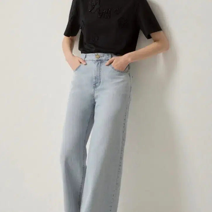 [BUNJANG] Lanvin Washed Wide Denim Pants / 한섬 랑방 워시드 와이드 데님 팬츠