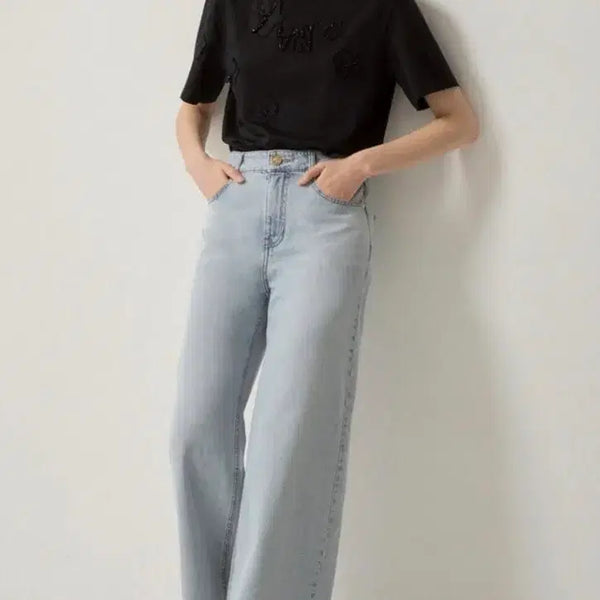 [BUNJANG] Lanvin Washed Wide Denim Pants / 한섬 랑방 워시드 와이드 데님 팬츠