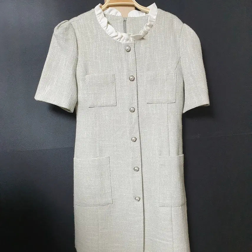 [BUNJANG] Tweed Short-Sleeve Mini Dress / 진짜만원 반팔 트위드원피스 66 미니