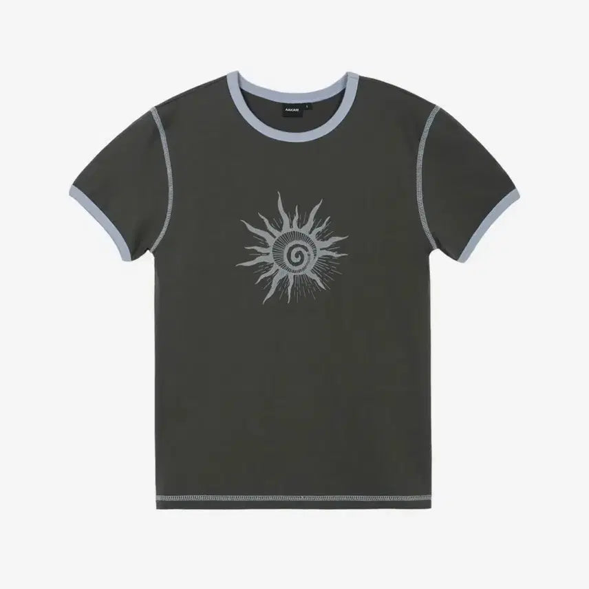 [BUNJANG] Akram Printing Cracked Sun Ringer Top (Dark Gray) / 아캄 프린팅 반팔 Cracked Sun Ringer Top (Dark Gray)