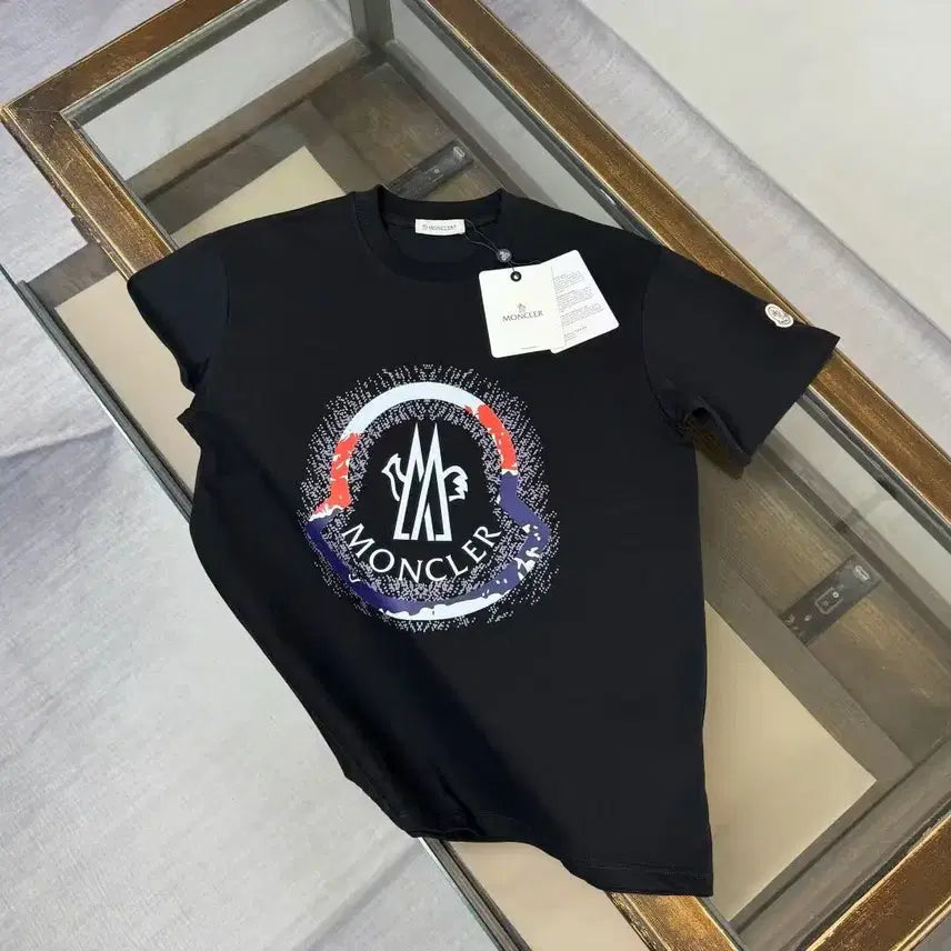 [BUNJANG] Moncler Tricolor Splash Big Logo Short Sleeve T-Shirt / 몽클레어  트리컬러 스플래시 빅 로고 프린팅 반팔 티셔츠