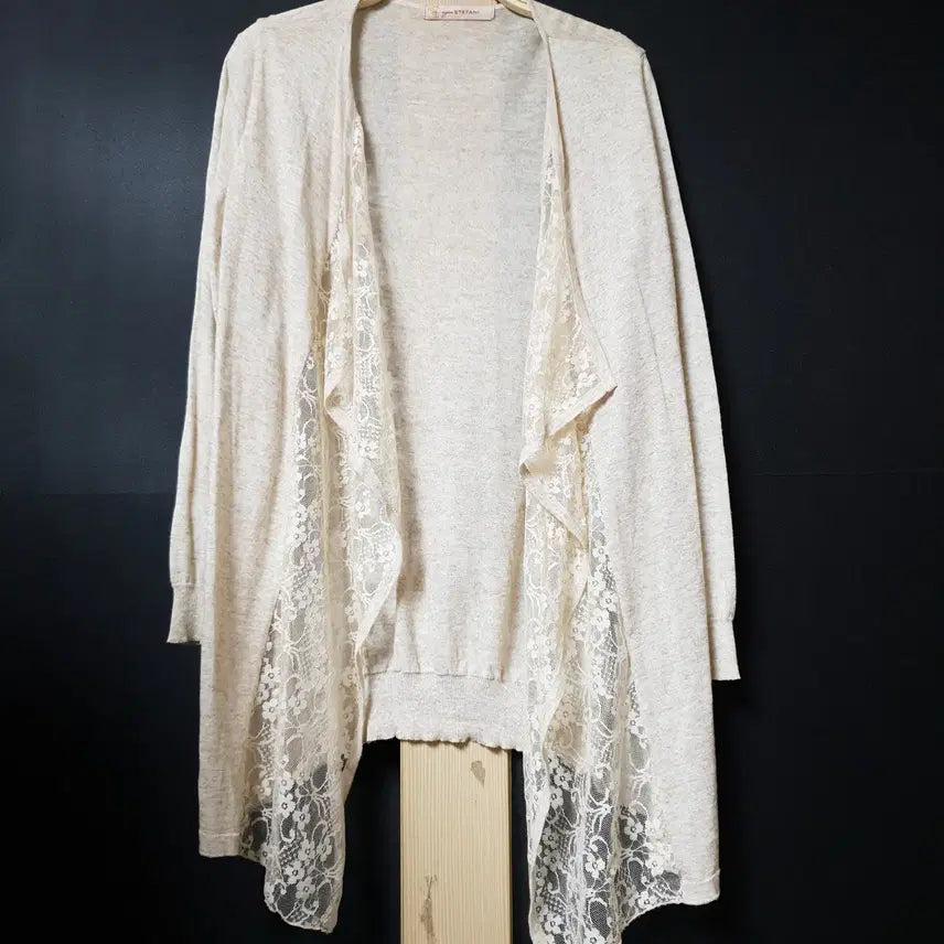 [BUNJANG] Stephanie Lace Linen Long Cardigan / 진짜만원 스테파니 레이스린넨 55 66 롱가디건