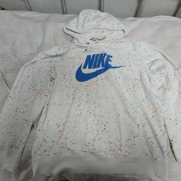 [BUNJANG] Nike Swoosh Paint Splash Hoodie White / 나이키 스우시 페인트스플래쉬 후드티 화이트