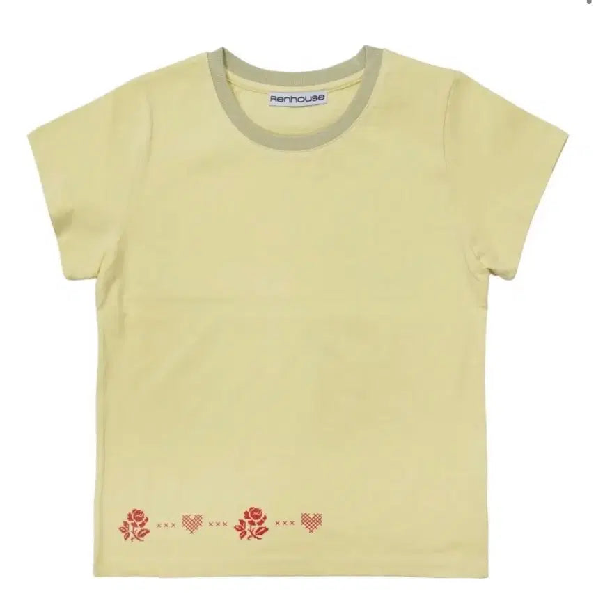 [BUNJANG] Renhouse Flower Stitch Short-Sleeve T-Shirt / 렌하우스 플라워 스티치 반팔