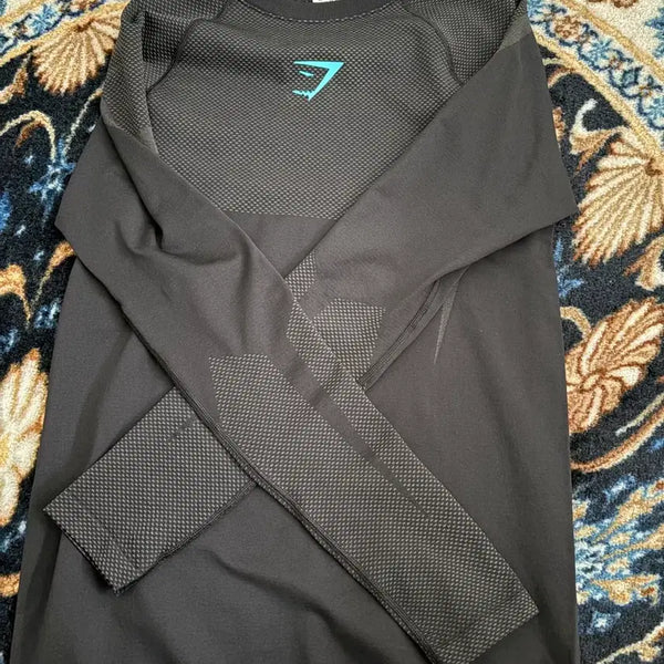 [BUNJANG] Gymshark Onyx V5 Long Sleeve M Black Grey / 짐샤크 오닉스 v5 블랙 그레이 롱슬리브 M 새상품