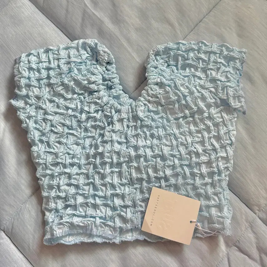 [BUNJANG] Soft Seoul Smoking Blouse Baby Blue / 새상품) 소프트서울 스모킹 블라우스
