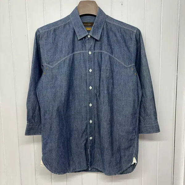 [BUNJANG] Second Move Western Denim 7-Sleeve Shirt Men's L (95) / 세컨모브 웨스턴 데님 7부셔츠 남성95 ㅡ0719