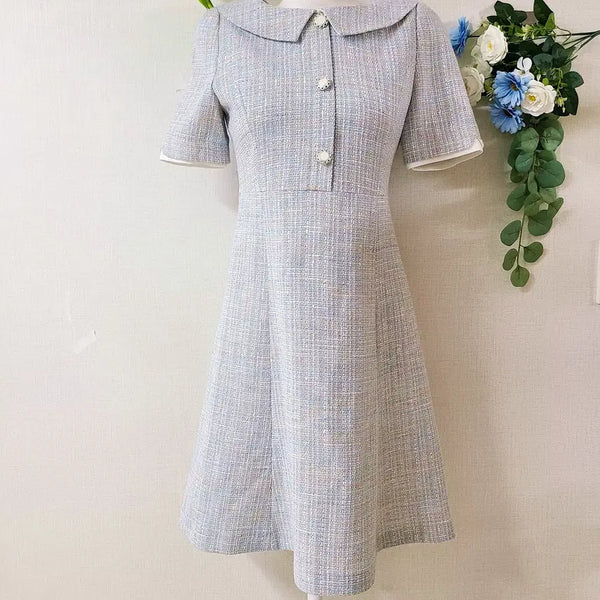 [BUNJANG] Olive des Olive Summer Tweed Round Collar Dress Blue Size 55 / 올리브데올리브 둥근카라 여름트위드원피스 55 블루 20ss
