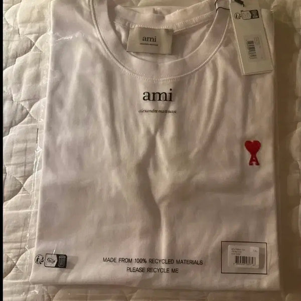 [BUNJANG] AMI White T-Shirt / 아미 화이트 반팔