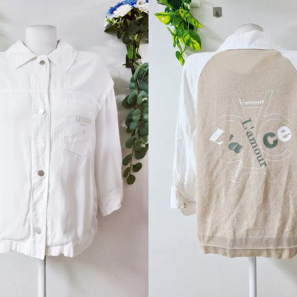 [BUNJANG] NICE CLAUP 22SS Cotton-Linen Blend 7/10 Sleeve Summer Jacket - White / 나이스클랍 22ss 마혼방 7부 여름자켓 55 화이트