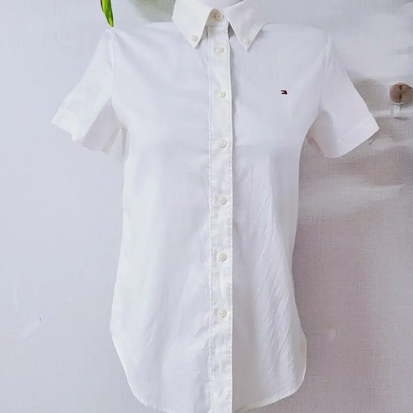 [BUNJANG] Tommy Hilfiger Stretch Short Sleeve Shirt White / 타미힐피거 스트레치 반팔셔츠 66 화이트